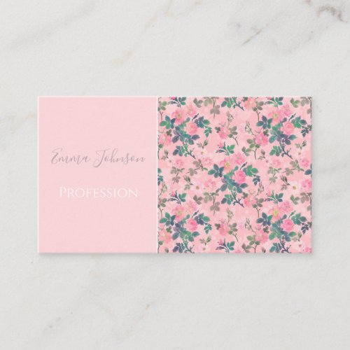 Romantic Roses Floral Watercolor Pink Painting Business Card