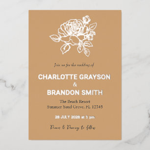 Romantic Roses Floral Wedding Foil Invitation