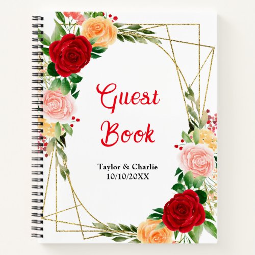 Romantic Roses Floral Wedding Guest Book