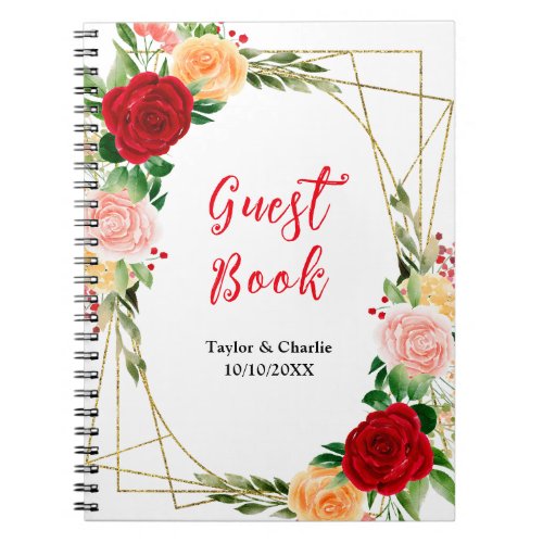 Romantic Roses Floral Wedding Guest Book