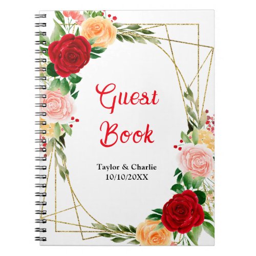 Romantic Roses Floral Wedding Guest Book