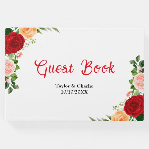 Romantic Roses Floral Wedding Guest Book