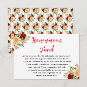 Romantic Roses Floral Wedding Honeymoon Fund Enclosure Card