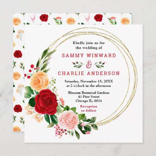 Romantic Roses Floral Wedding Invitation