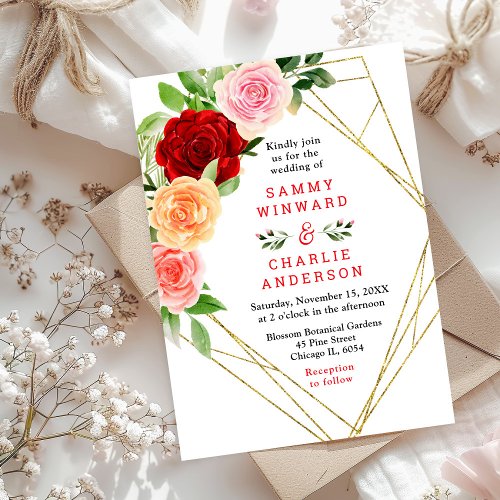 Romantic Roses Floral Wedding Invitation