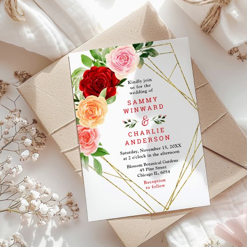 Romantic Roses Floral Wedding Postcard