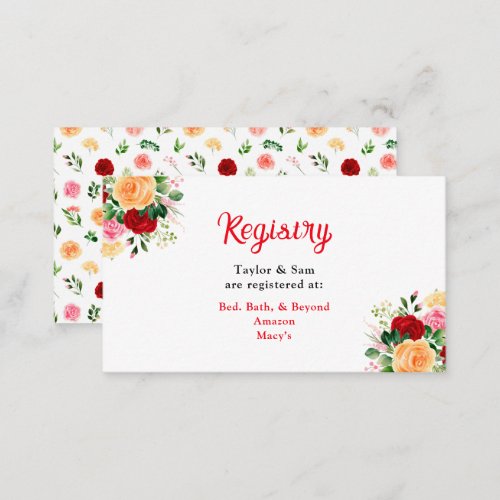 Romantic Roses Floral Wedding Registry Enclosure Card