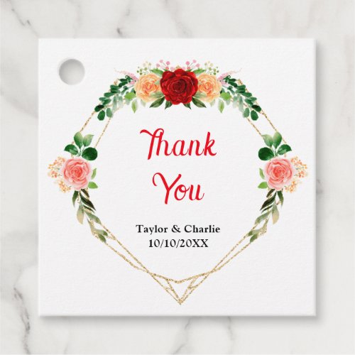Romantic Roses Floral Wedding Thank You Favor Tags