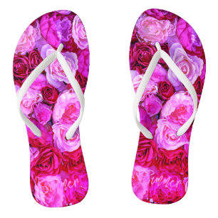 Romantic Roses Flowers Bouquet Floral Pink Flip Flops
