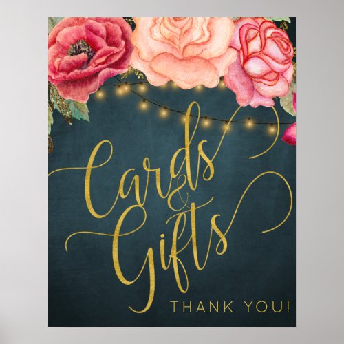 Romantic roses gold script cards and wedding sign