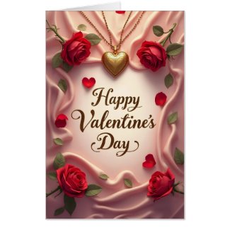 Romantic Roses & Heart Valentine Design Card