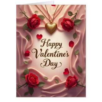 Romantic Roses & Heart Valentine Design Card