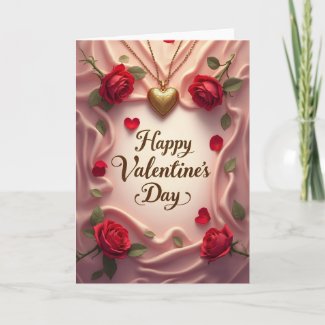 Romantic Roses & Heart Valentine Design Card