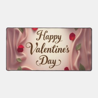 Romantic Roses & Heart Valentine Design Desk Mat