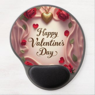 Romantic Roses & Heart Valentine Design Gel Mouse Pad