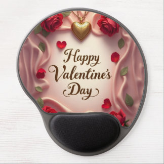 Romantic Roses & Heart Valentine Design Gel Mouse Pad