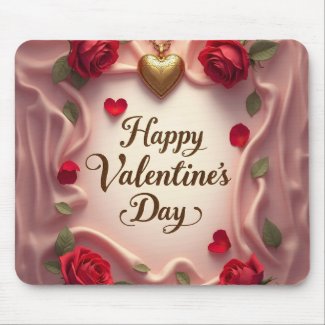 Romantic Roses & Heart Valentine Design Mouse Pad
