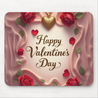 Romantic Roses & Heart Valentine Design Mouse Pad