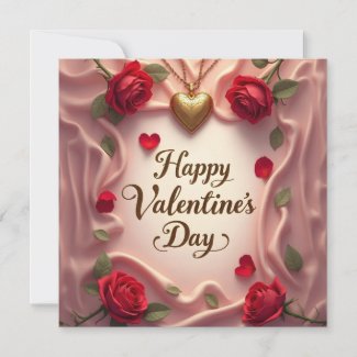 Romantic Roses & Heart Valentine Design Note Card