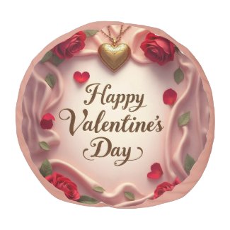 Romantic Roses & Heart Valentine Design Pouf