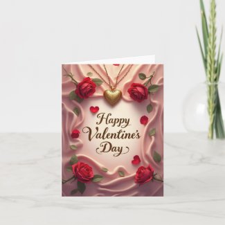 Romantic Roses & Heart Valentine Design Thank You Card