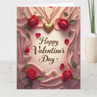 Romantic Roses & Heart Valentine Design Thank You Card