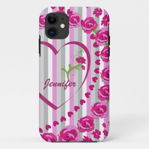 Romantic roses hearts  name iPhone 5 case