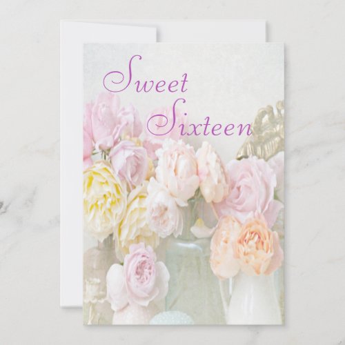 Romantic Roses in Jars Sweet Sixteen Invitation