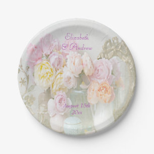 Romantic Roses in Jars Wedding Paper Plates