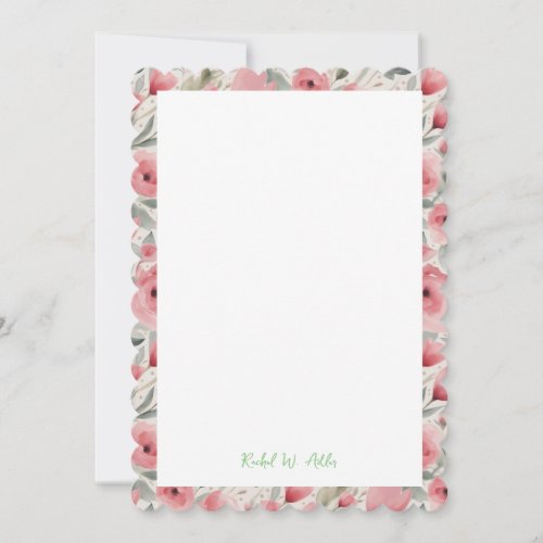 Romantic Roses in Soft Pink  Greens Stationery Invitation