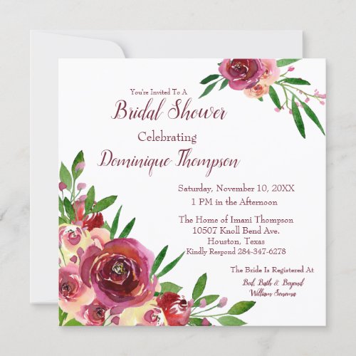 Romantic Roses Lesbian Bridal Shower Invitation