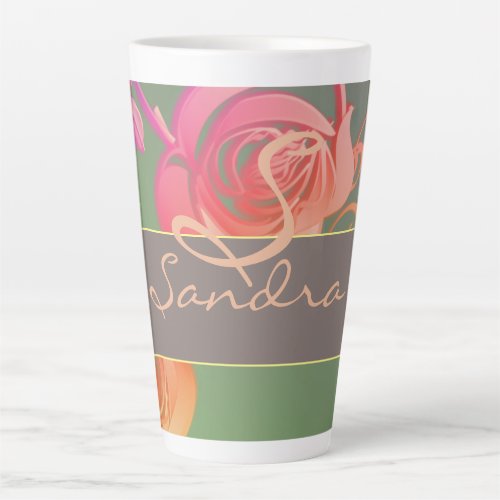 Romantic Roses Monogram    Latte Mug