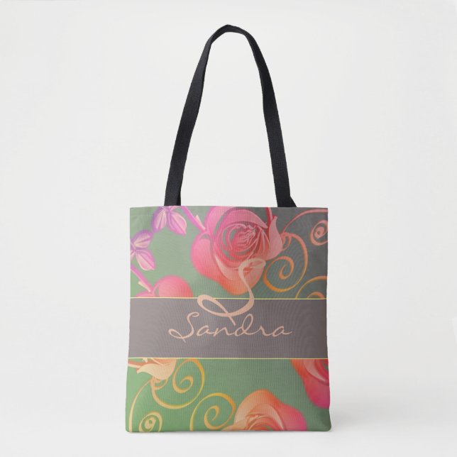 Romantic Roses Monogram   Tote Bag (Front)