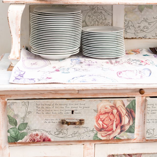 Romantic Roses, Poem & Filigree Border Decoupage Tissue Paper (Creator Uploaded)