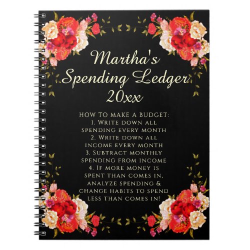 Romantic Roses Spending Ledger Budget Beginner Notebook