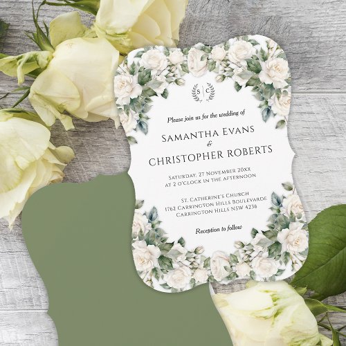 Romantic Roses Spring Wedding Curved Invitation