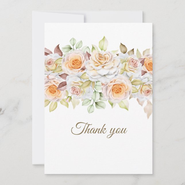 Romantic Roses Thank You Card (Front)