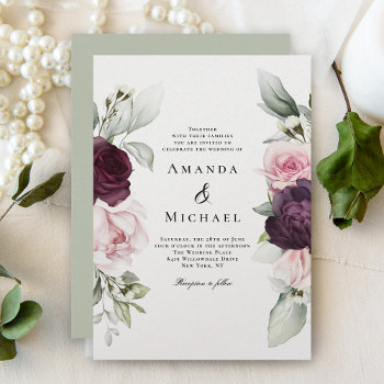 Romantic Roses Watercolor Botanical Wedding Invitation by DancingPelican at Zazzle