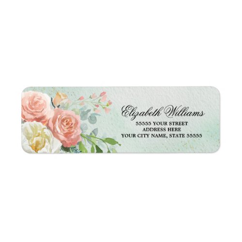 Romantic Roses Watercolor Wedding Return Address Label