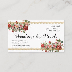 Romantic Roses Wedding Planner Events Florist Business Card
