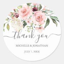 Romantic Roses Wedding Thank You Favor Stickers
