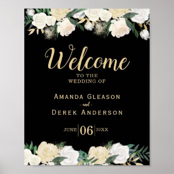 Romantic Roses Wedding Theme Welcome Sign 8x10 by colourfuldesigns at Zazzle