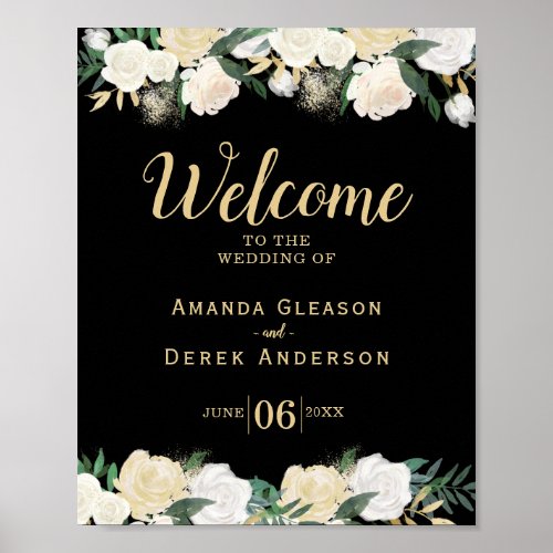 Romantic Roses Wedding Theme Welcome Sign 8x10