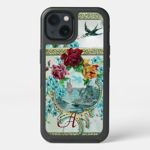 ROMANTIC ROSES WITH ANTIQUE SEASCAPE MONOGRAM  iPhone 13 CASE