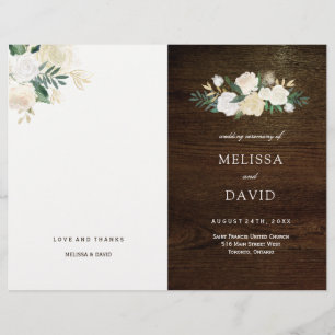 Romantic Roses Woodland Wedding Programs