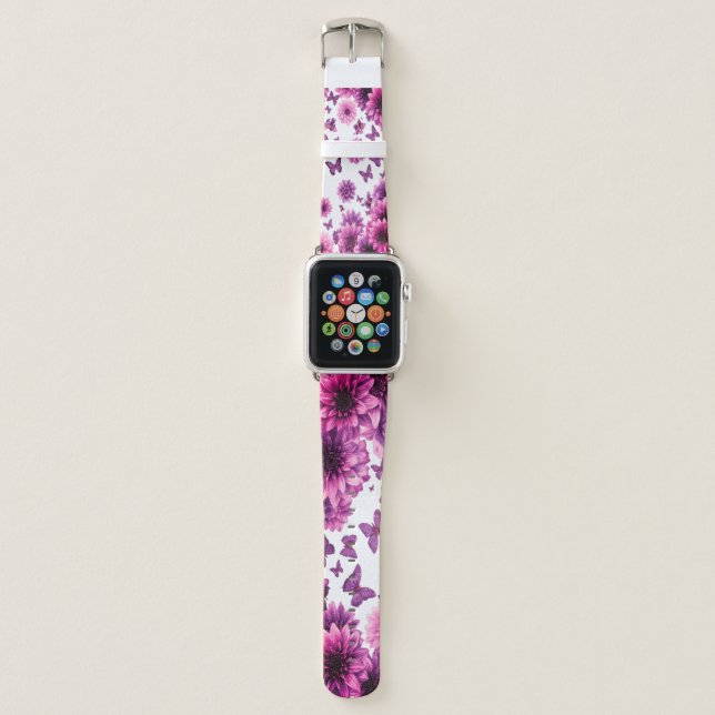 Romantic Rosy Floral Apple Watch Band (Front)