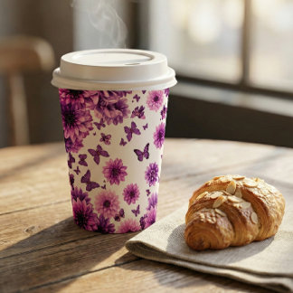 Romantic Rosy Floral Paper Cups