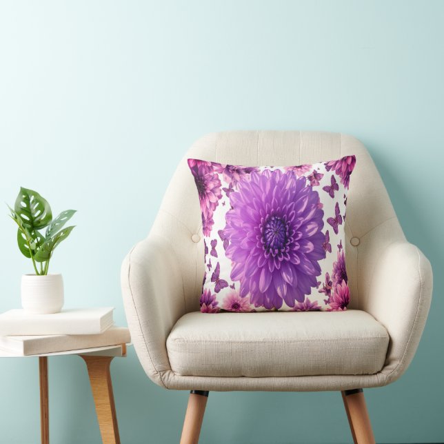 Romantic Rosy Floral Throw Pillow (Chair)