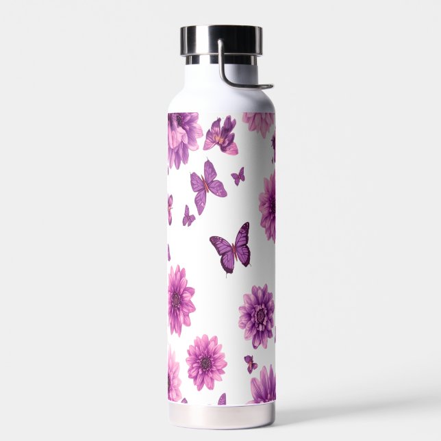Romantic Rosy Floral Water Bottle (Left)