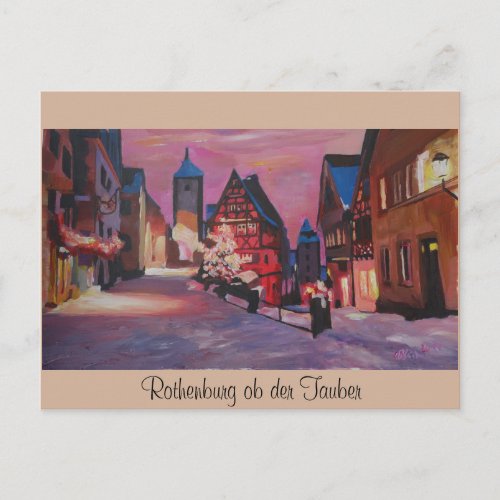 Romantic Rothenburg Tauber Germany in winter Postcard